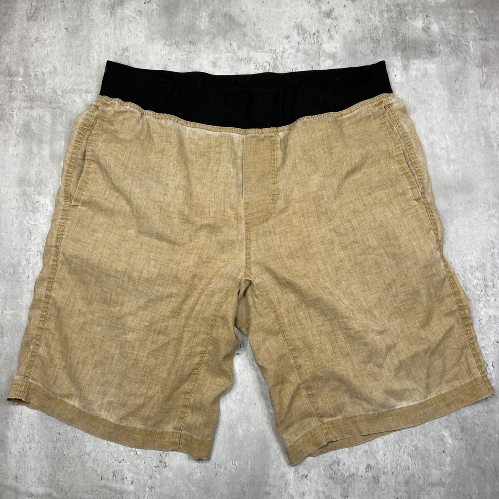 Men's PrAna Hemp Blend Shorts Brown M Pocket Hiking Outdoors Climbing Active